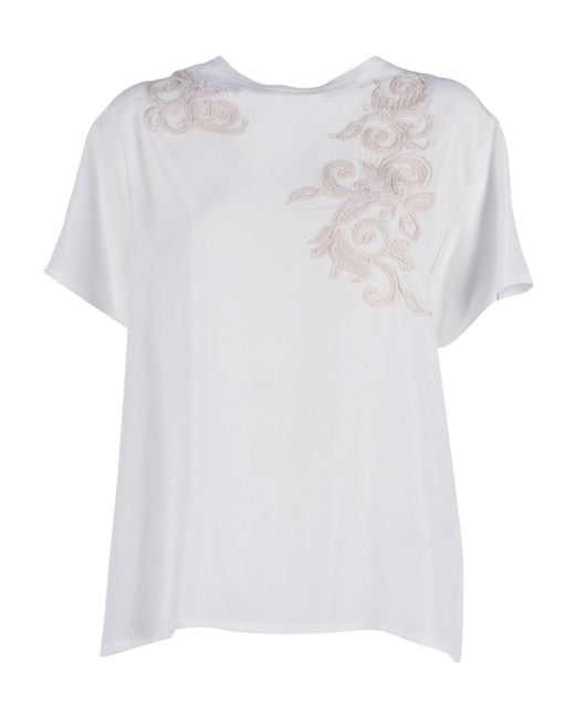 Ermanno Scervino White Floral-Embroidered T-Shirt