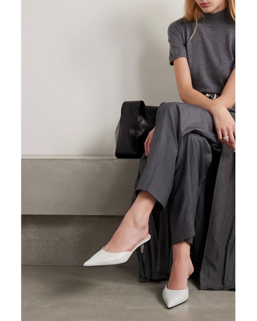 Proenza Schouler White Pointed-Toe Leather Mules