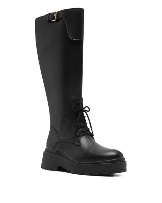 Liu Jo Black Andrea 04 Buckle Lace-Up Boots