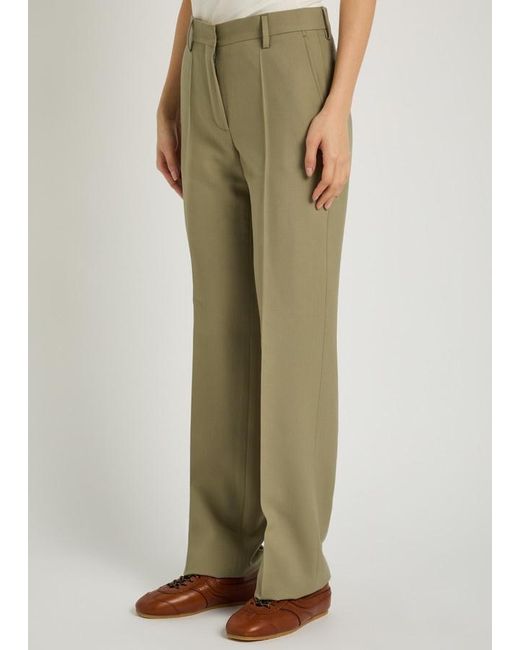 Dries Van Noten Green Pulla Straight-Leg Wool-Blend Trousers