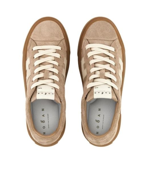 Hogan Brown Logo Detail Low-Top Sneakers