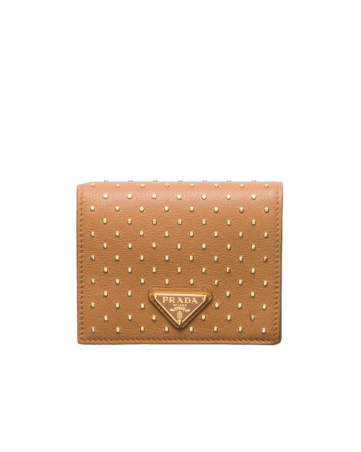 Prada Natural Embellished Bi-Fold Wallet