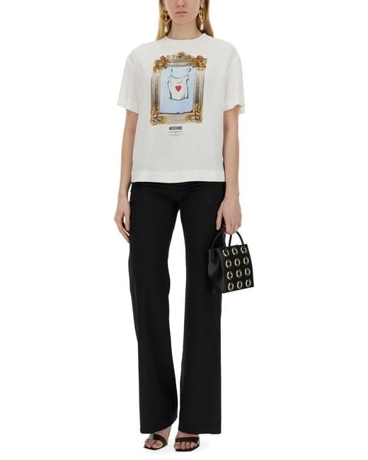 Moschino White Logo Logo Short-Sleeved T-Shirt