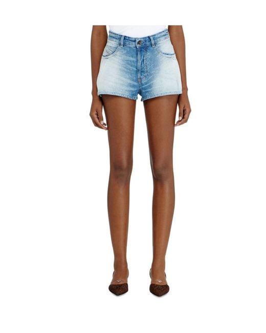 DIESEL Blue Faded Denim Shorts
