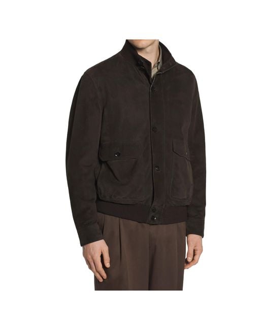 Brioni Black Dark Perforated Suede 75 Blouson for men