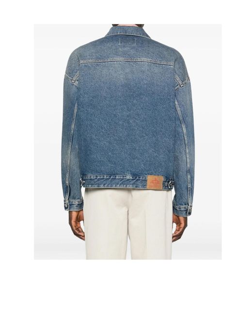 Prada Blue Zip-Up Denim Jacket for men