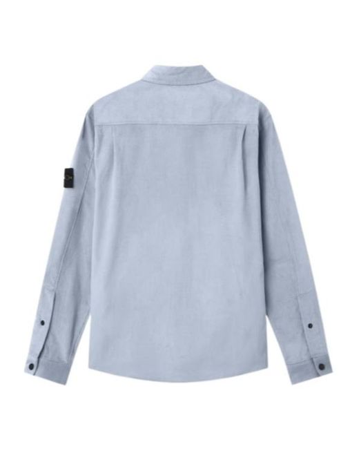 Stone Island Blue Regular-Fit Overshirt With Pockets for men