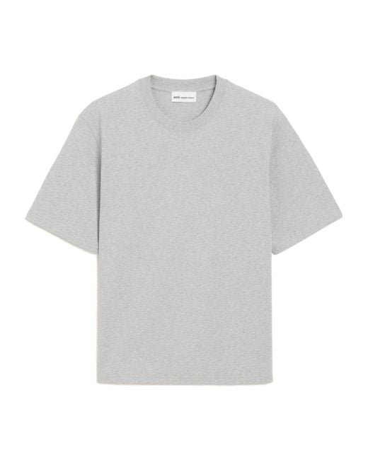 AMI Gray Ami De Coeur Short-Sleeved Crewneck T-Shirt for men