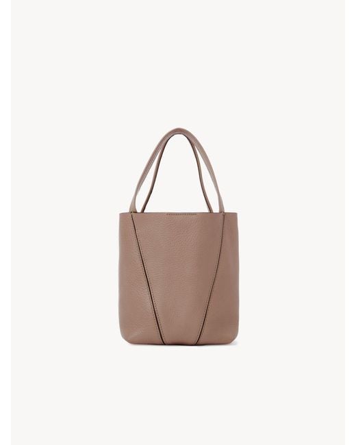 Chloé Brown Chloé Spin Logo Printed Small Top Handle Bag