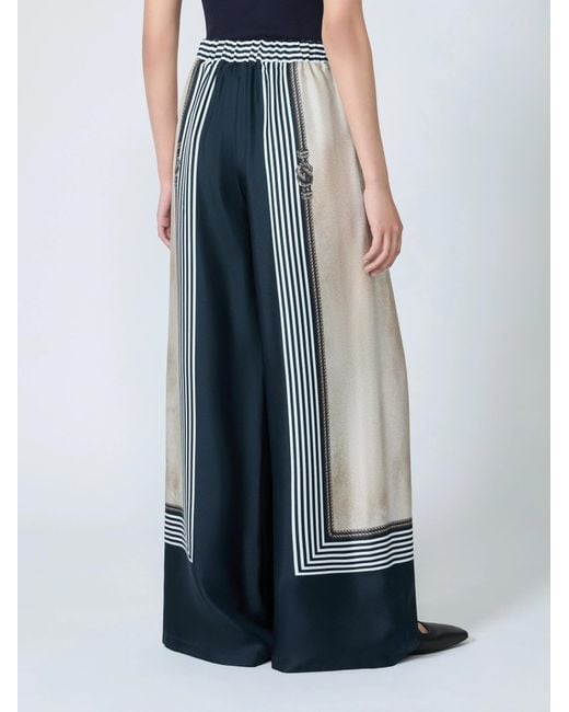 Max Mara Blue Silk Wide-Leg Trousers