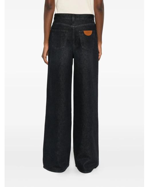 Chloé Black Whiskered Wide-Leg Jeans