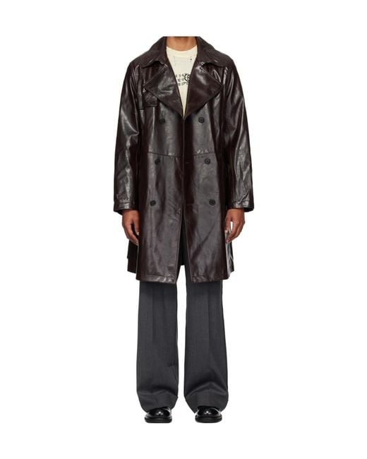 MM6 by Maison Margiela Black Faux Leather Trench Coat for men