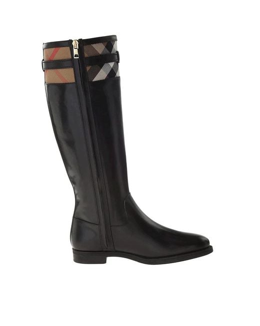 Burberry Black Plaid Decorative Boots