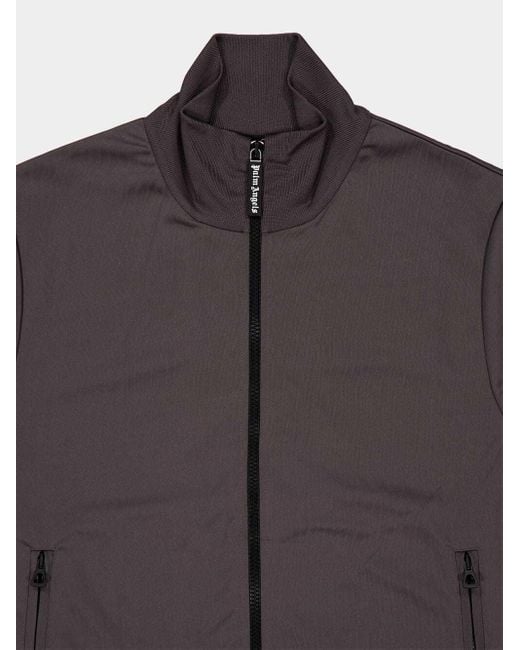 Palm Angels Gray High-Neck Zipped Sweatshirt for men