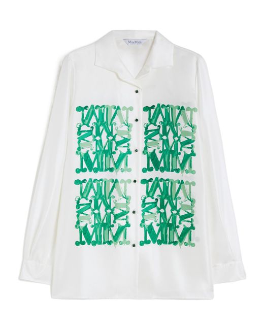 Max Mara Green Nabil Logo Printed Button-Up Shirt