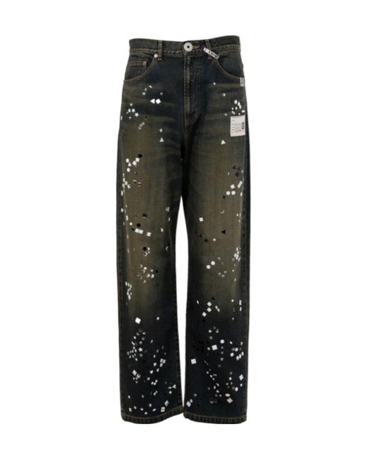 Maison Mihara Yasuhiro Gray Embellished Denim Pants for men