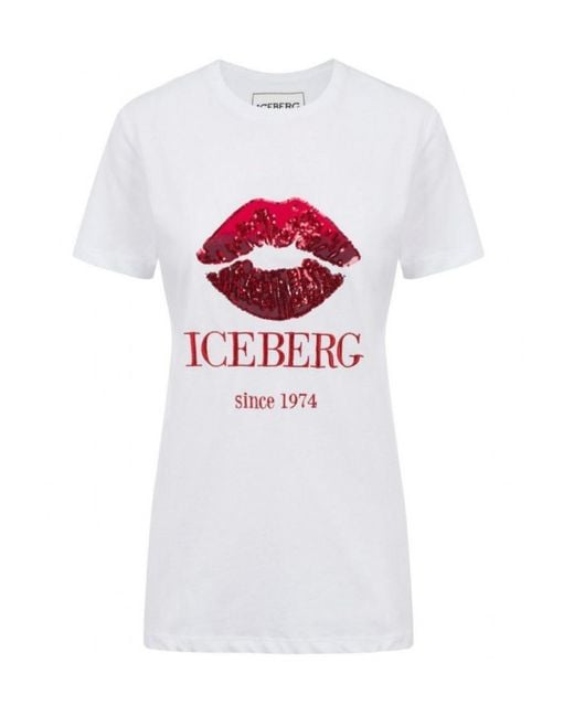 Iceberg White Sequin Logo T-Shirt