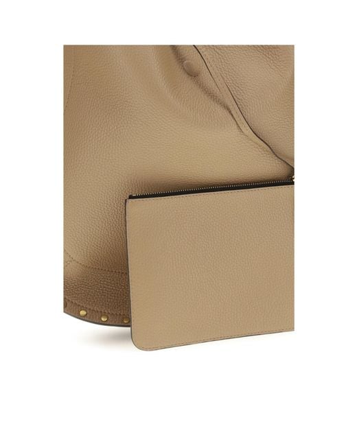 Isabel Marant Natural Logo Printed Stud-Embellished Shoulder Bag