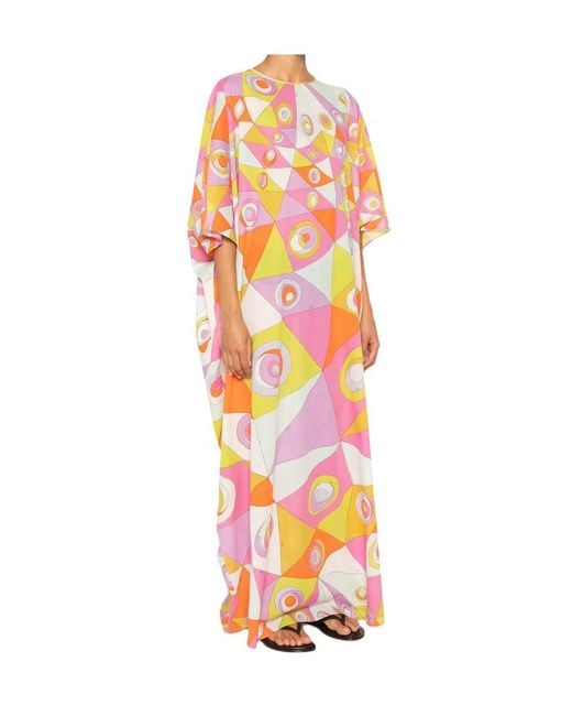 Emilio Pucci Pink Pucci Geometric Print Kaftan Dress