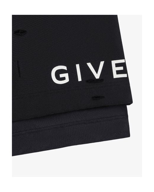 Givenchy Black Archetype Destroyed Effect Detailed Shorts for men