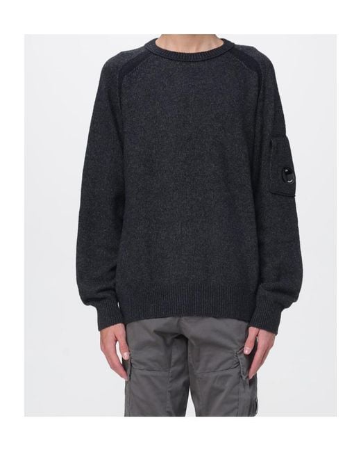 C P Company Black Long-Sleeved Crewneck Jumper for men