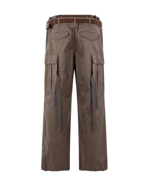 Sacai Brown Belted Cargo Pants for men