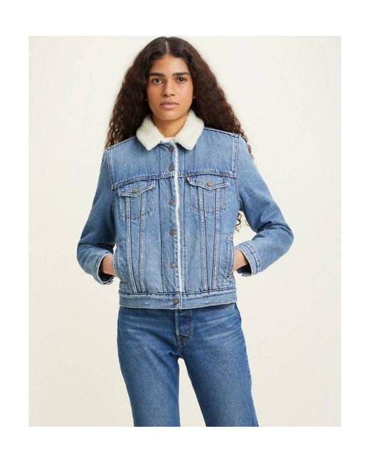 Levi's Ex-Boyfriend Sherpa Trucker Jacket in Blue | Lyst