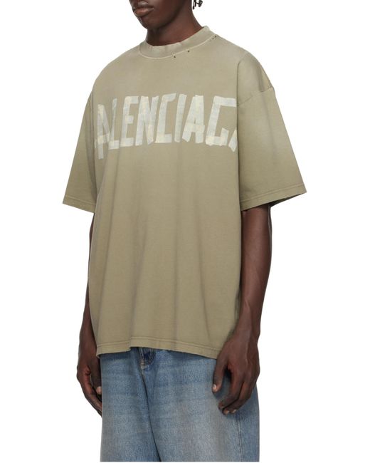 Balenciaga Green Logo Printed Crewneck T-Shirt for men