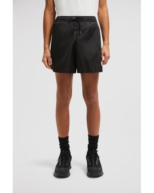 Moncler Black Logo Patch Drawstring Swim Shorts for men