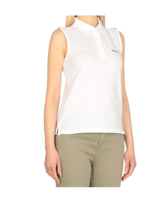 Barbour White Bowford Sleeveless Polo Shirt