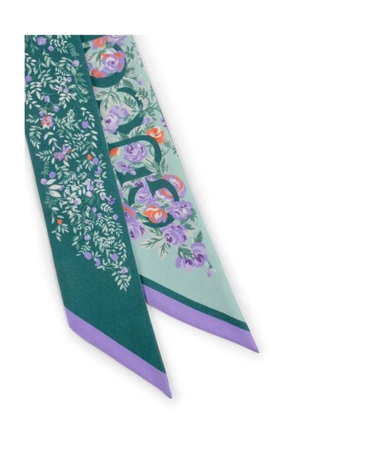 Gucci Blue Printed Silk Twill Ribbon