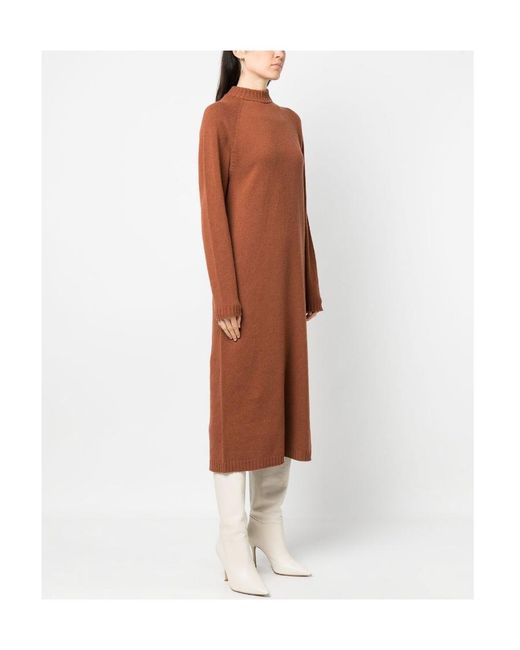 Alysi Brown Long Sleeved Knitted Dress