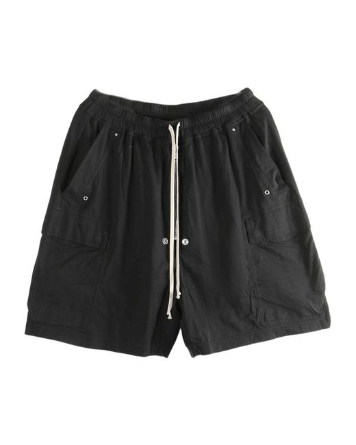 Rick Owens Black Drawstring Cargo Shorts for men