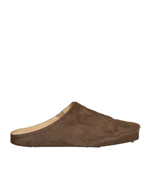 Uma Wang Brown Round-Toed Slippers