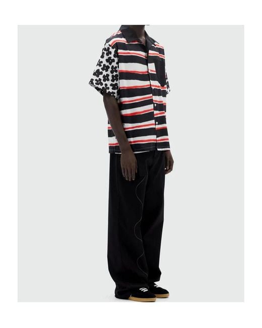 MSGM Black Mixed Pattern Poplin Shirt for men