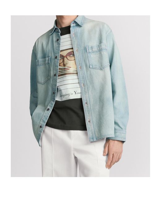 Dior Blue Homme Button-Up Denim Shirt for men