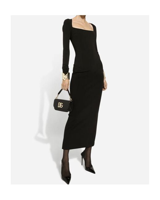 Dolce & Gabbana Black Jersey Long-Sleeve Dress