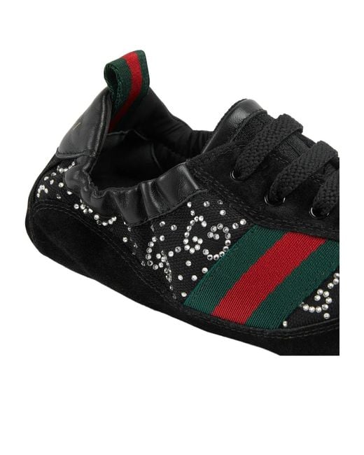 Gucci Black Shift Gg Crystal Trainers, Uk