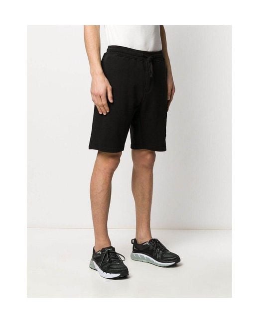 Stone Island Black Drawstring Fleece Shorts for men