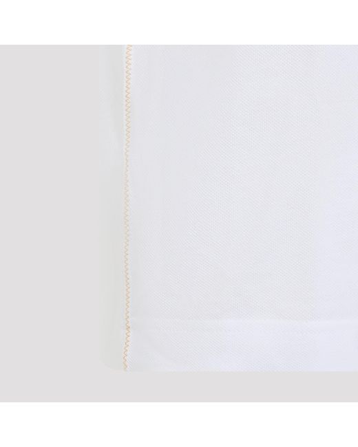 Moncler White Logo Patch Short-Sleeved Polo Shirt for men