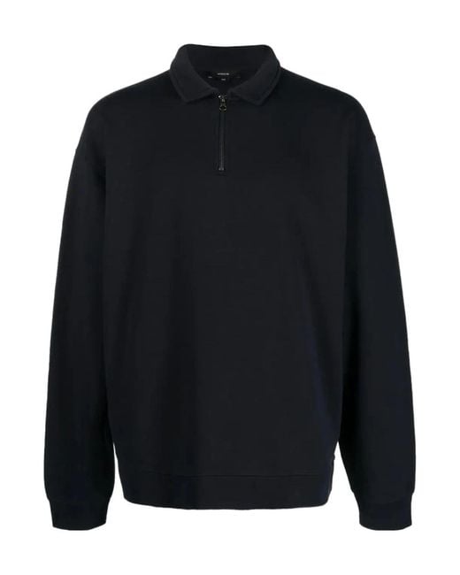 Vince Blue Terry Quarter-Zip Pullover for men