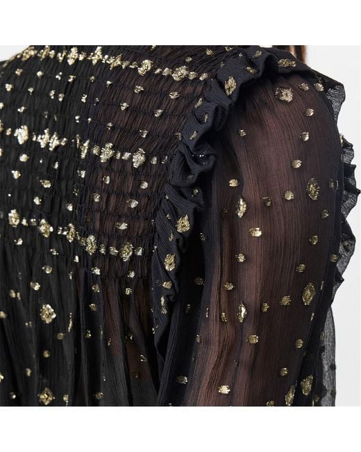 Saint Laurent Black Ruffled Long Sleeve Blouse