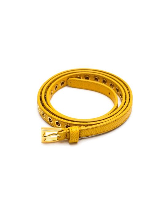Prada Yellow Eyelets Buckle Belt