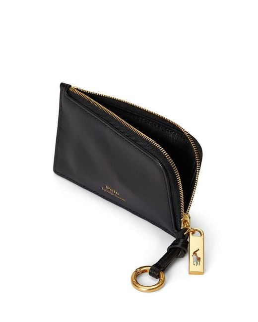 Polo Ralph Lauren Black Zip Leather Wallet for men