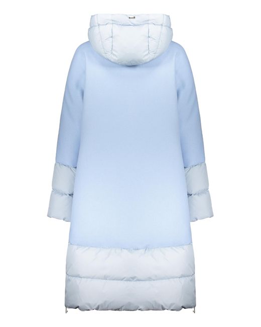 Herno Blue Hooded Down-Panel Coat