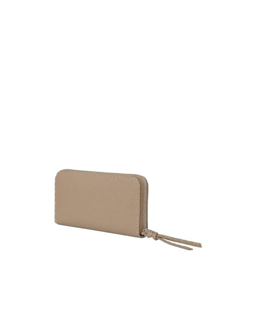 Fendi White Peekaboo Zipper Around Large Selleria Wallet