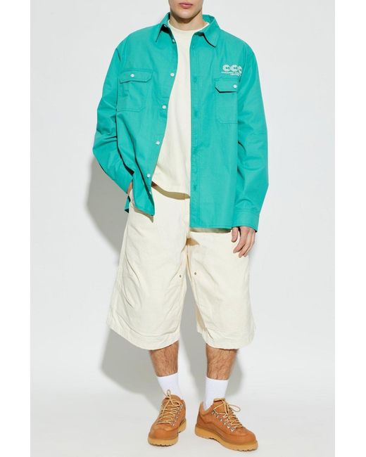 Willy Chavarria White Stockton Logo Cargo Shorts for men