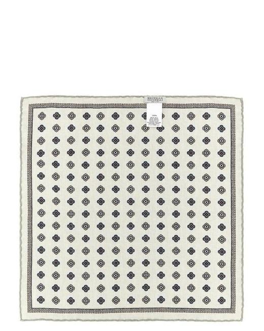 Brunello Cucinelli Metallic Geometric-Patterned Pocket Square for men