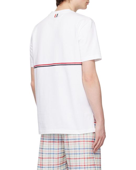Thom Browne White Rwb Striped Crewneck T-Shirt for men