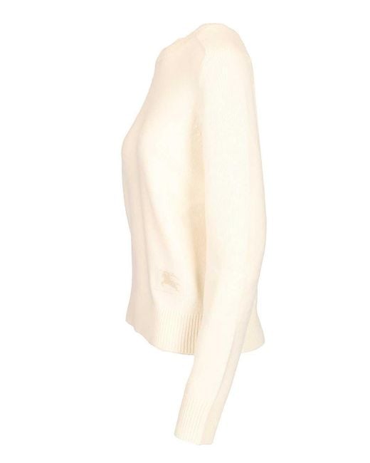 Burberry White Knitted Equestrian Knight Jumper